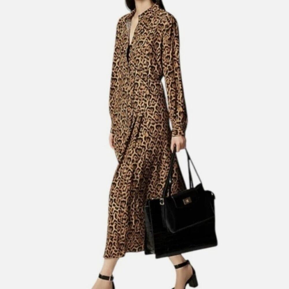 J. Crew Lotus Drapey pleated shirtdress in leopard print